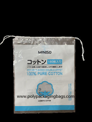 0.04mm LDPE Plastic Drawstring Bags For Cotton Cosmetic Packaging