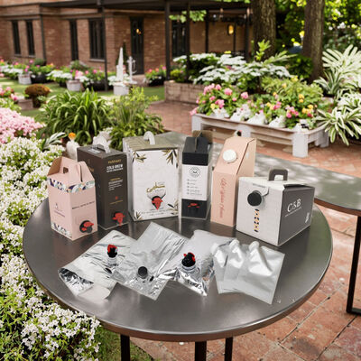 Προσαρμοσμένες σακούλες BIB σε κουτί με αξεσουάρ βρύσης ιδανικές για τη συσκευασία κρασιού, χυμού, λαδιού και άλλων υγρών προϊόντων