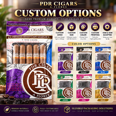 Custom Cigar Cellophane Bag Single Cigar Packaging Flat Pouch Cigar Packaging Gusset Cello Bags