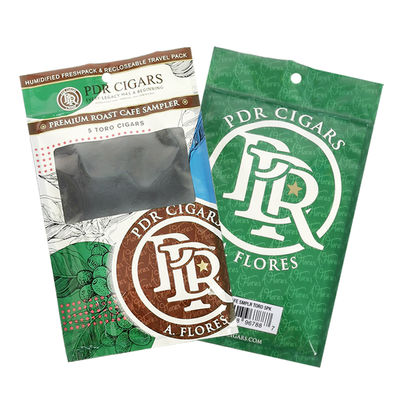 Προσαρμοσμένο επανακλειδωτό φύλλο Ziplock Τρεις πλευρικές σφραγίδες φυσικό φύλλο τσιγάρο περιτύλιγμα υγρασία πλαστική συσκευασία σακούλα με καθαρό παράθυρο