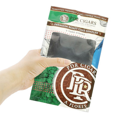 Προσαρμοσμένο επανακλειδωτό φύλλο Ziplock Τρεις πλευρικές σφραγίδες φυσικό φύλλο τσιγάρο περιτύλιγμα υγρασία πλαστική συσκευασία σακούλα με καθαρό παράθυρο