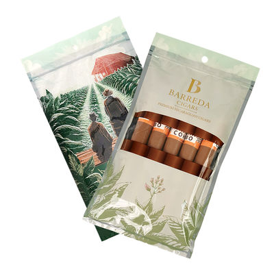 Custom Gravure Printing Humidified Cigar Bags Ziplock Humidity Cigar Bags 5 Cigars Simple Pack with Clear Window Plastic Packing