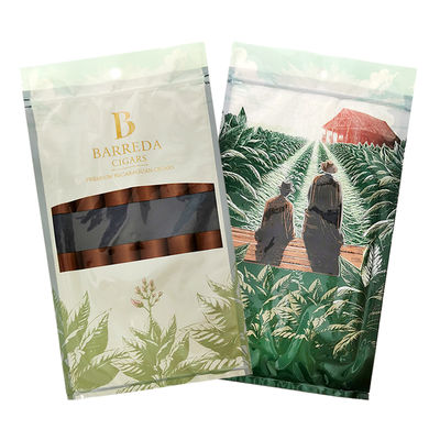 Custom Gravure Printing Humidified Cigar Bags Ziplock Humidity Cigar Bags 5 Cigars Simple Pack with Clear Window Plastic Packing