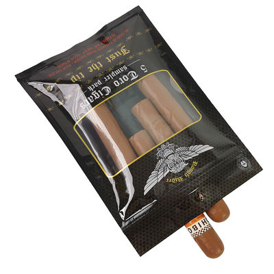 Προσαρμοσμένες Σχεδιασμένες Αδιάβροχες Επίπεδες Συσκευασίες Τυπωμένες Θερμοκολλημένες Αλουμινίου Foil Mylar 3 Πλευρών Σφράγισης για Φύλλα Καπνού και Περιτυλίγματα Πούρων