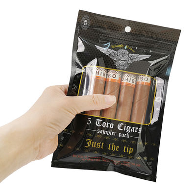 Προσαρμοσμένες Σχεδιασμένες Αδιάβροχες Επίπεδες Συσκευασίες Τυπωμένες Θερμοκολλημένες Αλουμινίου Foil Mylar 3 Πλευρών Σφράγισης για Φύλλα Καπνού και Περιτυλίγματα Πούρων