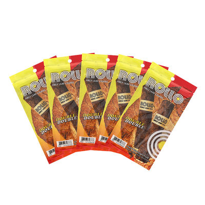 Custom Resealable Foil Ziplock Three Side Seal Plastic Packaging Bag Natural Leaf Cigar Wraps Moisturizing With Clear Window