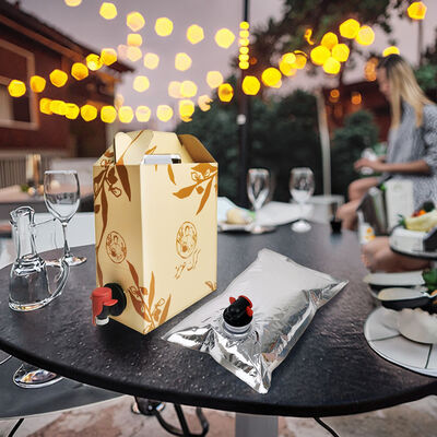 Προσαρμοσμένες σακούλες BIB σε κουτί με αξεσουάρ βρύσης ιδανικές για τη συσκευασία κρασιού, χυμού, λαδιού και άλλων υγρών προϊόντων