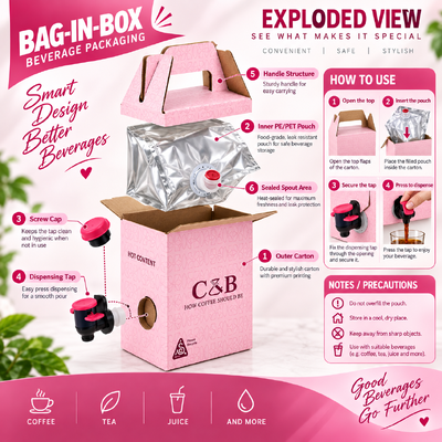 Πλαστικό Bag In Box πιστοποιημένο κατά ISO, ορθογώνιου σχεδιασμού, κατάλληλο για τη συσκευασία υγρών στους τομείς τροφίμων, ποτών και χημικών
