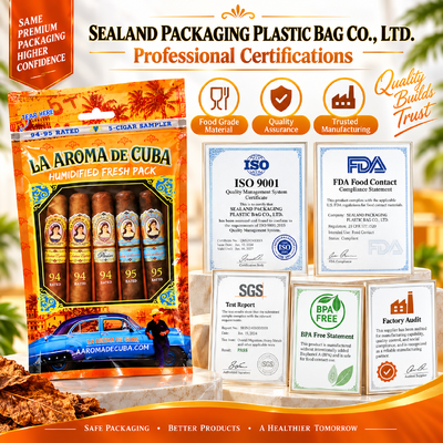 Cigar Humidor Bags Featuring Food-grade TPU And PE Material Cigar Moisturizing Plastic Zipper Bags