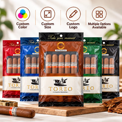 Tear-resistant and puncture-resistant cigar packaging bag cigar moisturizing plastic zipper bags suitable for preserving cigar