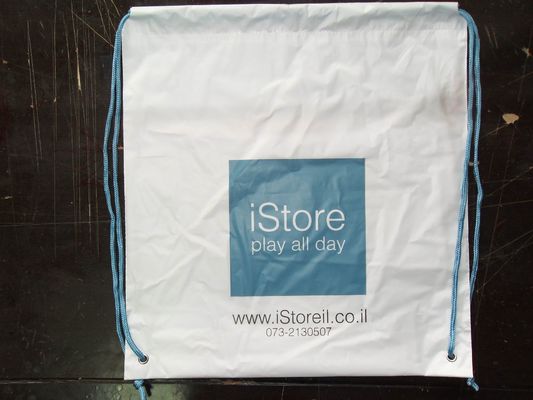 Προσαρμοσμένη άσπρη πλαστική Backpack Drawstring τσάντα αγορών της Apple Store